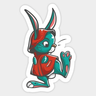 Rabbit wears a raincoat Sticker